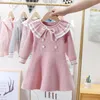 Abiti da bambina Per bambina Autunno Abito maglione lavorato a maglia in cotone con orecchie in legno 2021 Primavera Principessa 4-10 anni