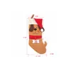 Weihnachtsstrumpf Cartoon Hund mit Weihnachtsmütze Geschenktüte Weihnachtsbaum hängende Socken Dekorationen JJA9423