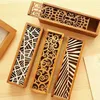 Party Favor 4 Styles Hollow Wooden Storage Box for Makeup Organizer Pencil Case Jewelry Drawer Pen Holder Stationery School Gift Boxes