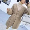 Women's Trench Coats Autumn/Winter 2022Women Coat Plus Velvet Long Sleeve Sweater Cardigan Lazy Style Lace Mink Fleece Loose Mid-length