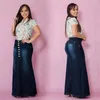 Gonne Donna Casual Front Button Washed Denim A-line Long Jean Skirt Womens Jupe Femme Faldas Mujer Moda Maxi