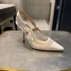 Sandalen 2021 Dames Zomer Geborduurde Backless Pumps 9cm 6cm Puntschoen Hoge Hakken Klassieke Office Schoenen voor Womens