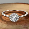 Solid 925 Silver Rings For Women 5mm Cubic Zirconia Ring White Gold Bridal Wedding Engagement Band Jewelry J-358