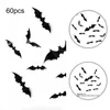 Chapeaux de fête Durable 60 pièces/ensemble utile 3D chauves-souris Halloween fenêtre autocollant PVC sticker délicat pour la maison