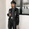 Frauen Leder Faux Punk Shiny Black Patent Jacke Weibliche Lokomotive Stil Glänzend Pu Oberbekleidung Reflektierende Jacken F1496