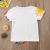 Lioraitiin 1-6years Toddler Yeni Moda Bebek Kız Yaz T Gömlek Kısa Kollu Gökkuşağı Baskılı Püskül Patchwork Pamuk G1224 Tops