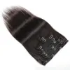 Brazilian Straight Clip in Human Hair Extensions 8Pcs/Set 8 to 22 inch Machine Made 2# Clip ins