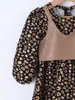 Toddler Girls Leopard Print Lantern Sleeve 2 In 1 Dress SHE