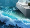 Custom Floor Mural 3D Stereoscopic Ocean Seawater Quarto de Banheiro Papel de parede PVC PVC impermeável Auto-Adesão Murais Papel de parede 684 v2