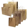 10 pcs / lote grande bolsa de papel kraft com alças saco reciclável para sapatos de roupas elegantes Lojas de presentes 8 tamanho cor de vaca 210323