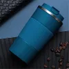 Coffee Mugs With Silicone Sleeve Tea Tumbler 17oz/500ml 12oz/350ml Milk Glass Office Cup 18/8 Stainless Steel 2-Wall Insulated Vacuum Flip Opening