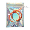 3,14 * 5,11 pouces Hologramme clair sur le sac d'emballage artisanal avant Transparent coloré échantillon réfléchissant pochettes d'emballage cadeau de vacances 100 pièces