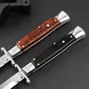 BM high quality Theone 9" Italian Stiletto Swinguard Snakewood mirror blade Tactical Auto survival knife