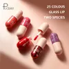 2021 Pudaier's tasse non collante, brillant à lèvres qui ne se décolore pas, 25 couleurs, mini capsule scintillante à l'eau miroir, 4.5ml