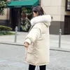 Korea Fashion Plus Size Loose Warm Winter Jacket Hooded Fur Coat Kvinnor Parkas Lång Down Bomull Vadderad Kvinna D285 210512