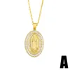 Pendant Necklaces FLOLA Gold Chain Virgin Mary Necklace Oval Multicolor Stone Crystal Short For Women Gift Christian Jewelry Nkew61