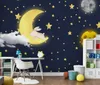 Tapety Niestandardowe Nordic Księżyc Księżyc Star Space Space Domy Dzieci Tło Tapeta Mural