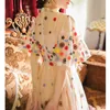 Peut-être que les femmes avicultaires ô ô col floral maille broderie robe MIDI mouche manches courtes Empire robe vintage été d2657 210529