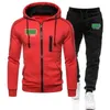 Męskie dresy 2 sztuk Zestawy Jesień Casual Sportswear Mężczyźni Bluzy Bluzy Drukowana Kurtka Fleece Płaszcz Cardigan Zip S-3X