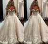 2022 Prinzessin Blumenspitze Hochzeitskleid Empire-Taille Schulterfrei Applikation Tüll Corste Back Plus Size Brautkleider Damen Country