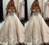 2022 Abito da sposa in pizzo floreale principessa Vita impero Off The Shoulder Applique Tulle Corste Back Plus Size Abiti da sposa Donna Country