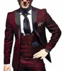 Smoking bordeaux sposo matrimonio uomo abiti uomo abiti da sposa smoking costumi de smoking pour hommes uomo (giacca + pantaloni + cravatta + gilet) X0909