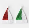 Christmas Hat Decoration Sublimation Unique Funny Red Reversible Sequin Santa Hats Candy Gift Bag