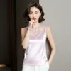 Koreanisches Sommer-Tanktop für Damen, Spitze, Satin, Spaghettiträger, Übergröße XXXL 210531