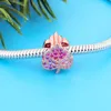 925 Sterling Silber Rose Gold Pave Leaf Charm Fit Original Pandora Charms Armband Berloque Frauen DIY Schmuck Making2790