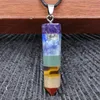 7 Chakra Hexagonal Stożek Wisiorek Różne Mieszane Kamień Klejnot Ametyst Tiger Eye Yoga Healing Reiki Energy Column Pendulum Naszyjnik