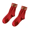 Vijf Vingers Handschoenen 1 Paar Herfst Cadeau Verdikte Mid Vrouwen Sokken Wol Zacht Warm Houden Elastisch Winter 2 Gestreept Comfortabel191z