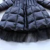 Baby Girl Jacket Winter Long Cotton Padded Toddle Teens Shiny Hooded Down Jacket Gauze Child Coat Thick Baby Clothes 3-14Y H0909