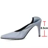 Meotina Extreme High Heel Kobiety Buty Moda Plac Toe Pompy Cienkie Obcasy Płytkie Kobiece Sukienka Obuwie Wiosna Beżowy Duży Rozmiar 40 210608