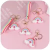Simulation Rainbow Cloud Keychain Cute Alloy Bell Pendant for Women Girl Kids Bag Keyring ornament Gifts G1019