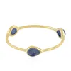 Wholale Pear Blue Sapphire Gemstone 14KT Желтая Золотая Вечеринка Носить Кольцо Ювелирные Изделия