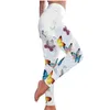 Butterfly Printed Yoga Pants High Waist Yoga Leggings Sport Women Fitness Woman Pants Flowers Letters White Tights Trousers H1221