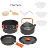 Camping Cookware Kit Открытый алюминиевый варочный комплект водяной чайник кастрюля горшок, путешествующий походный пикник BBQ посуда оборудование FT136