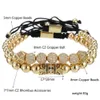 Pulseiras masculinas 2 pçs/conjunto titânio aço ouro pingentes contas macramê pulseira trançada