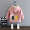 Vår sommar höst tjejer söt tecknad kanin tunn jacka baby barn barn hooded coat 211204