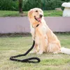 Coleira de nylon trançada grande para cachorro, conjunto de coleiras com fivela de corrente de metal, Golden Retriever, Husky, corda de tração média, trelas78031124000585