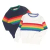 Baby Boys Girls Kids Rainbow Sweater Höst Vinter Långärmad Stickad S 210429