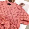 2021 suéter tejido de manga corta para mujer de alta moda letra jacquard G diseño cómodo de calidad fina
