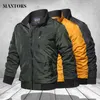Militärjacka män Fashion Stand Collar Male Bomber Jacket Pilot Mens Army Jackor och Coats Cargo Outwear Rib Sleeve 3XL 210927