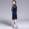 HIGH QUALITY Elegant Patchwork Lace Party Dress Women Office Casual Sexy Slim Embroidery Summer Evening Vestidos 210603