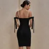 Платье повязки Летние женские черные Bodycon дамы фиолетовый белый красный с плечом сексуальный клуб вечеринка вечеринка вечерняя одежда 210623