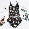 Strap Lace Pajama Set Sleeveless Pyjamas Floral Print Sleep Shorts Set Lace Pijama Suit Casual Sleepwear Women Sexy Nighties Q0706