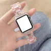 Transparent hartsband för Apple Watch Bands 44mm 42mm 40mm 38mm med silverspänne Justerbart armband Iwatch Series 6 SE 5 4 3 Watchband
