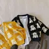 Cappotto del maglione delle ragazze dei ragazzi di autunno di stile coreano Cappotto dell'orso del fumetto Stampa maniche lunghe Giacche cardigan Abbigliamento casual per bambini E351 211106