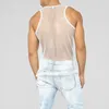 T-shirts pour hommes Gym Sexy Hommes Débardeur Tops Sans Manches Mesh Sheer Outwear Formation Filet De Poisson Creux Voir À Travers Sporting Cl164e