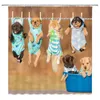 Funny Dog Shower Curtains Cute Animals Take a Bath Pet Themed Pattern Print Bathroom Decor Waterproof Cloth Hanging Curtain Set 210609